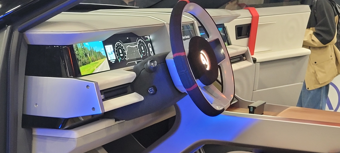 The high-tech dashboard of Project ARROW, Canada’s first original, full-build, zero-emission concept vehicle. 